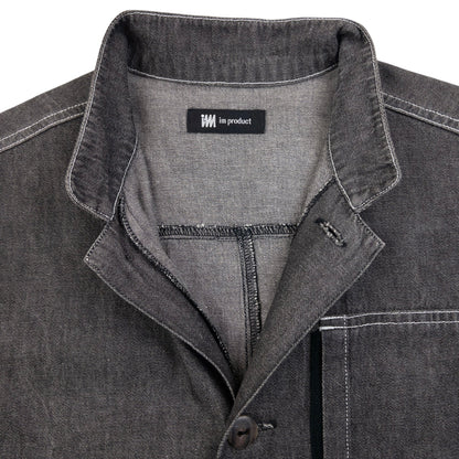 Vintage 2000s Issey Miyake Long Sleeve Button Up Denim Jacket Size L | Large, Grey