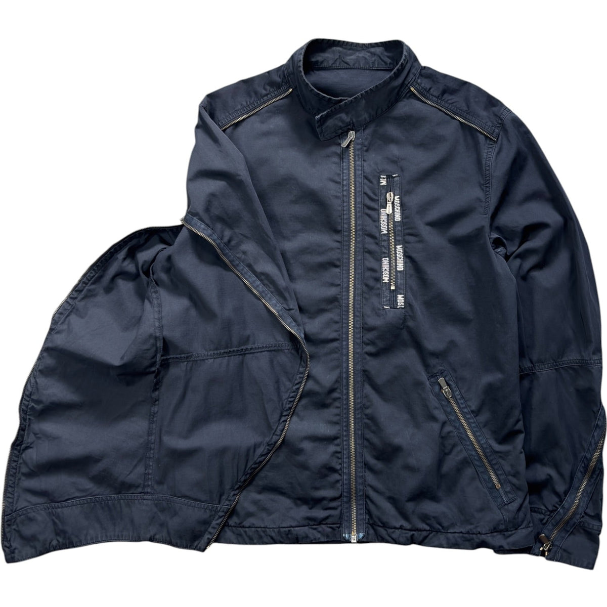 Moschino 00’s Sleeve Zipper Jacket M | Medium, Navy