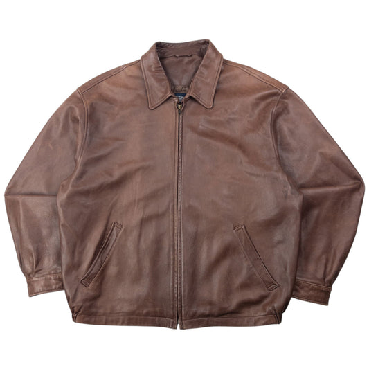 Vintage 2000s Burberry Zip Up Leather Jacket Size XL | XL, Brown
