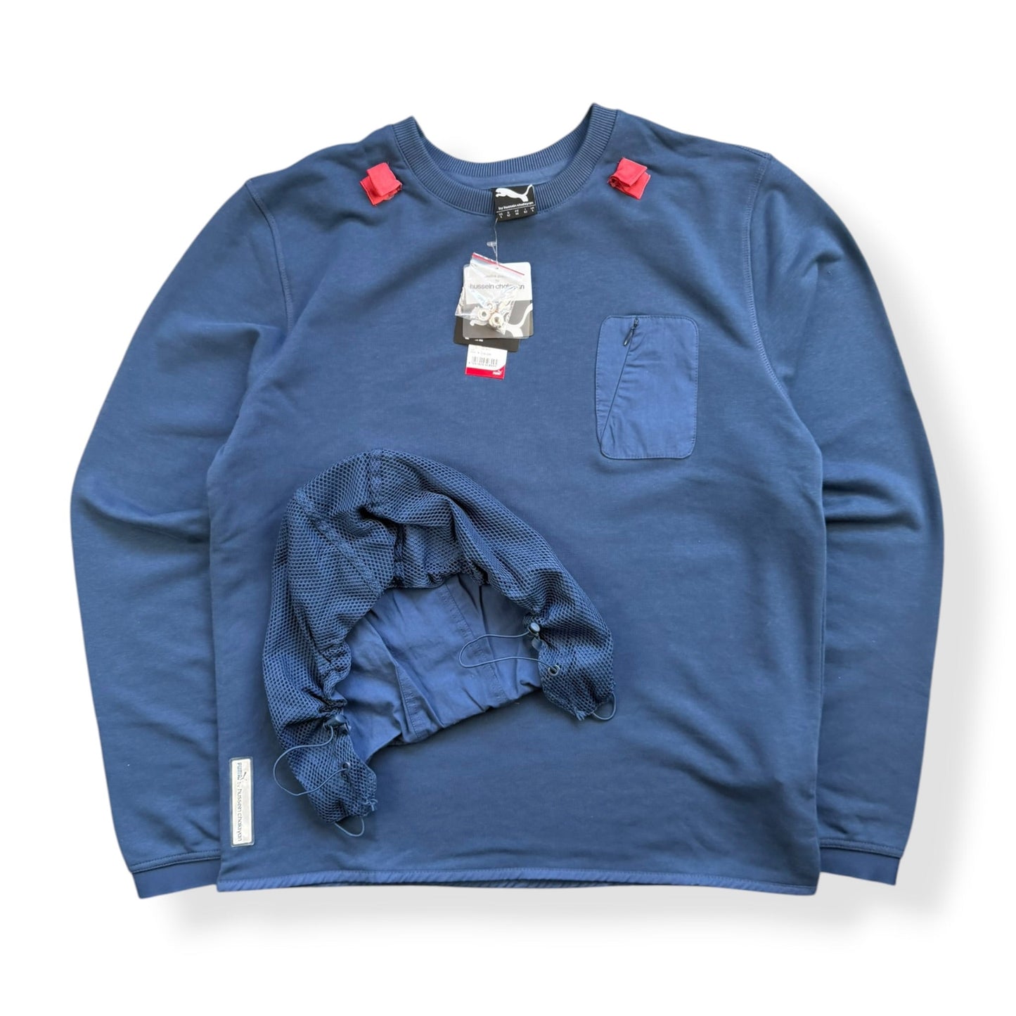2000's Puma by Hussein Chalayan Detachable Hood Sweatshirt (L) | Large, Blue