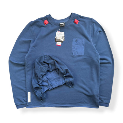 2000's Puma by Hussein Chalayan Detachable Hood Sweatshirt (L) | Large, Blue