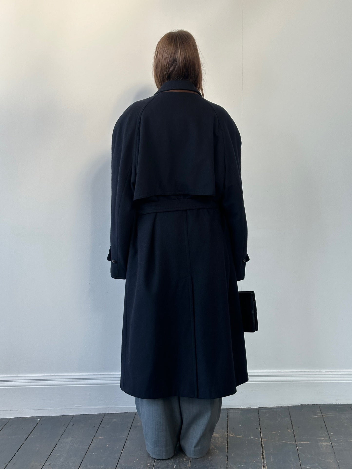 Vintage 1980s Wool Concealed Placket Belted Coat - XXL