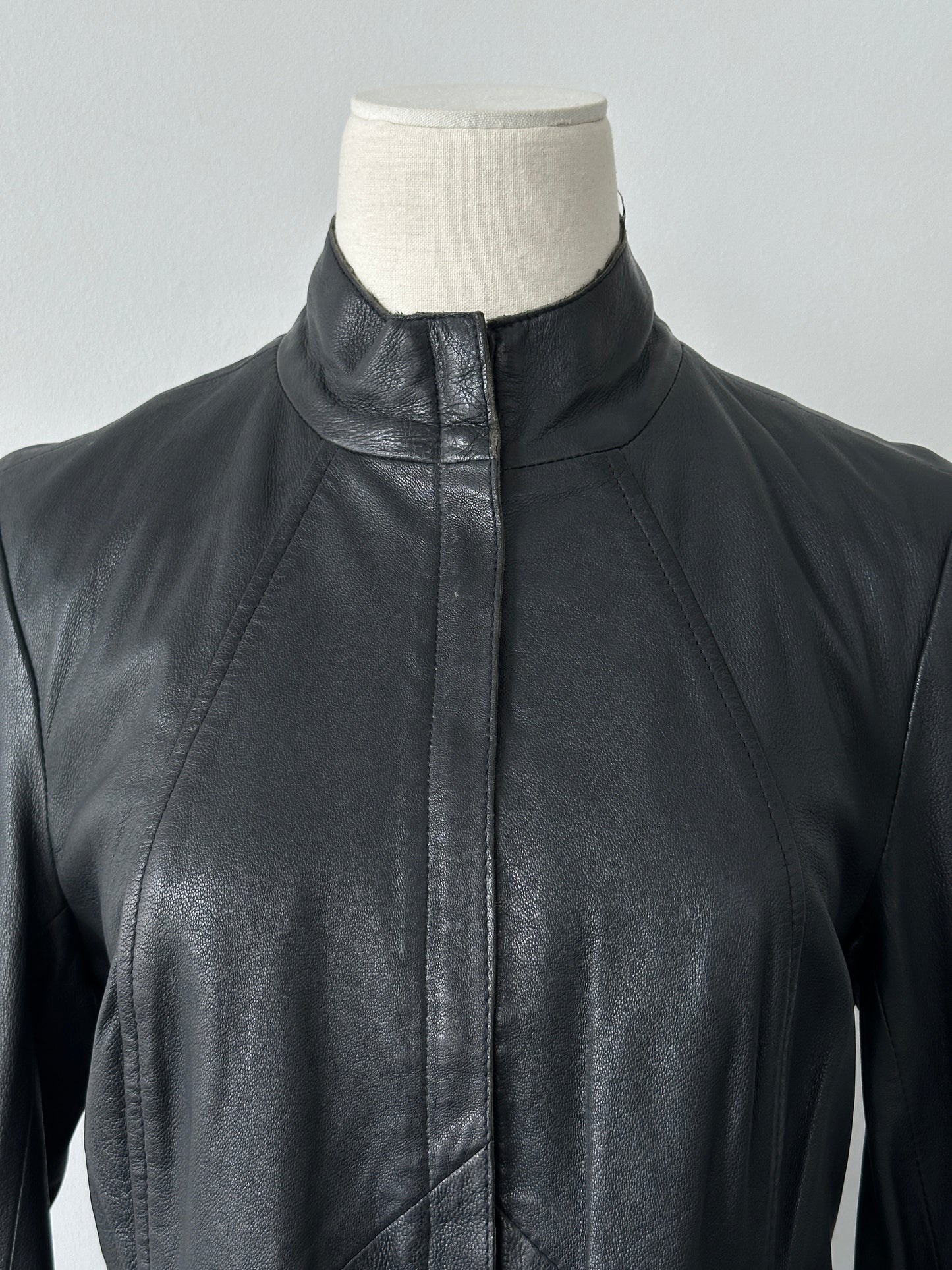 Vintage 2000s Lamb High Neck Leather Jacket - S