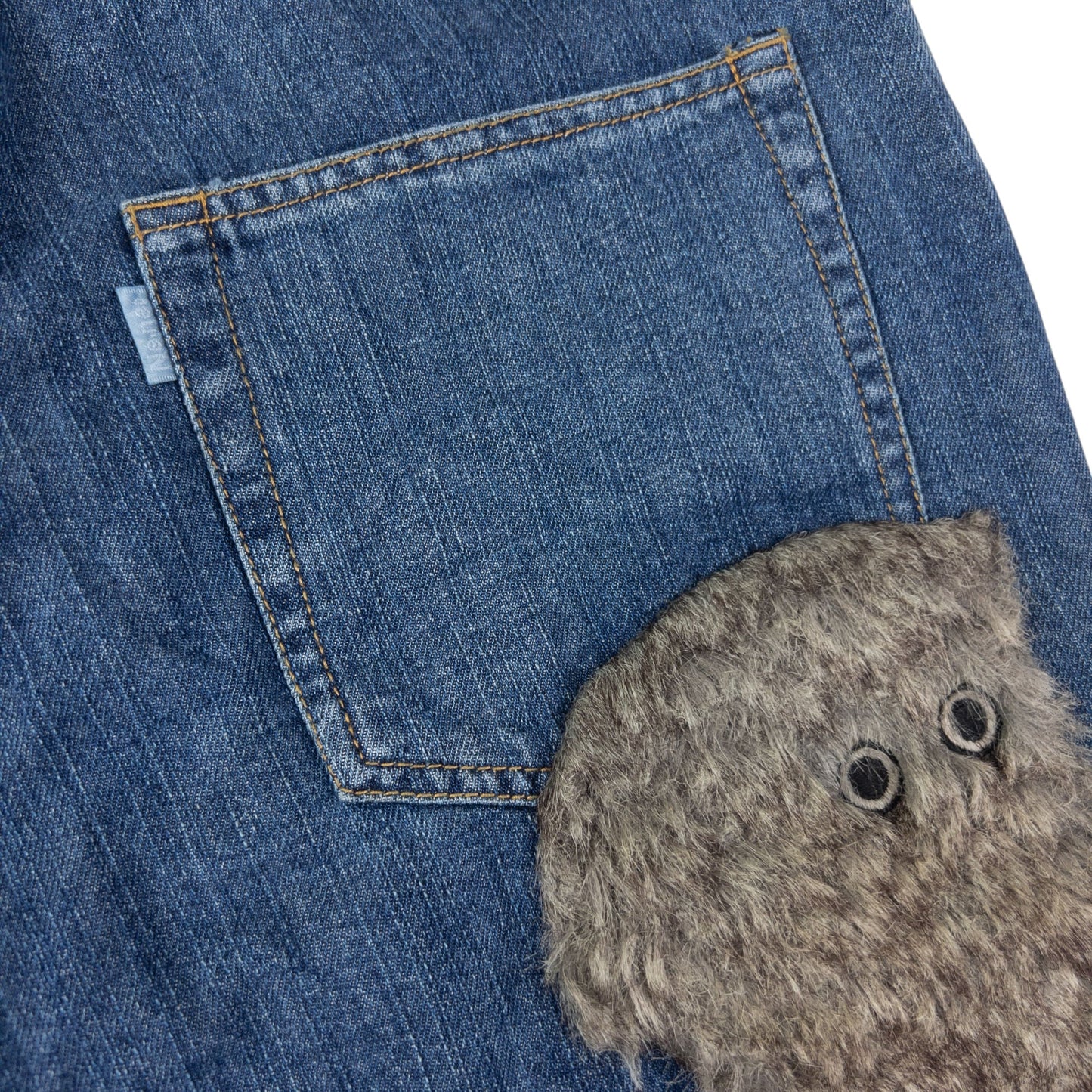 Vintage Ne-Net By Issey Miyake Fur Patch Denim Jeans Size W27