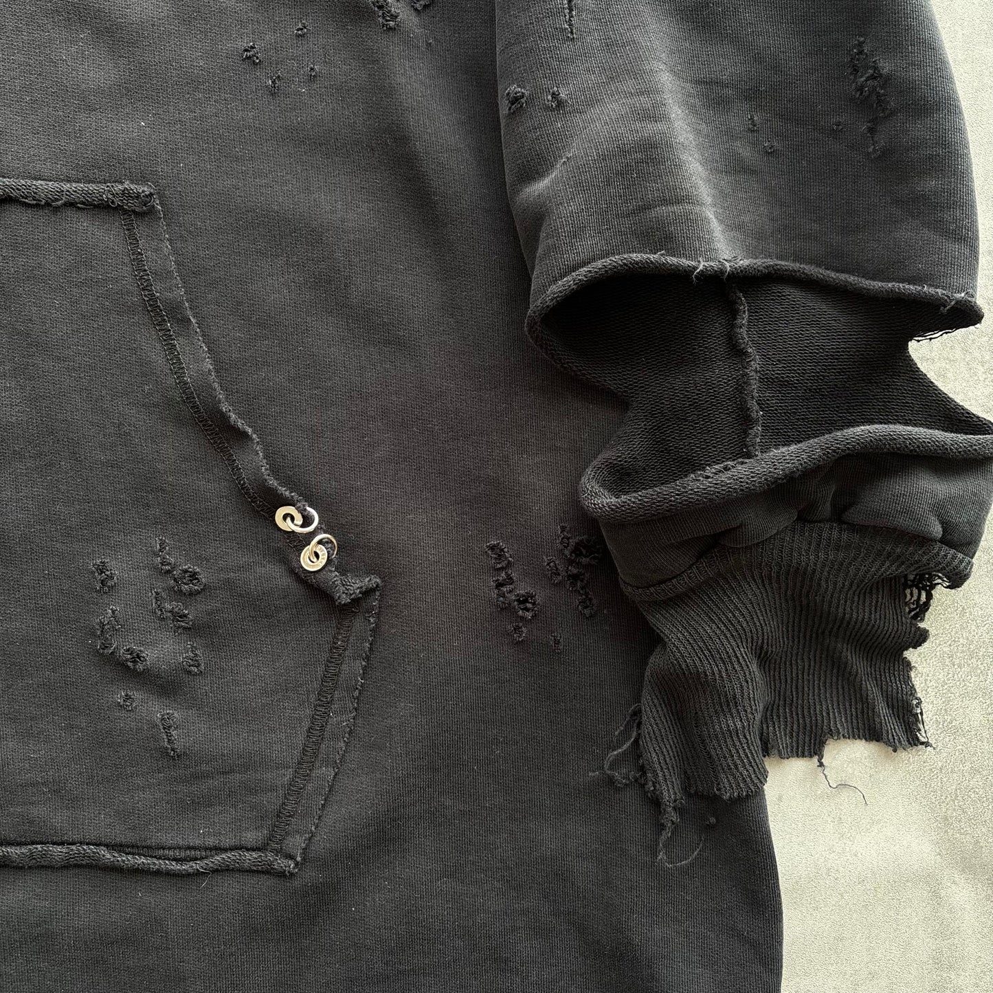 DIESEL DISTRESSED HOODIE | O/S, Black