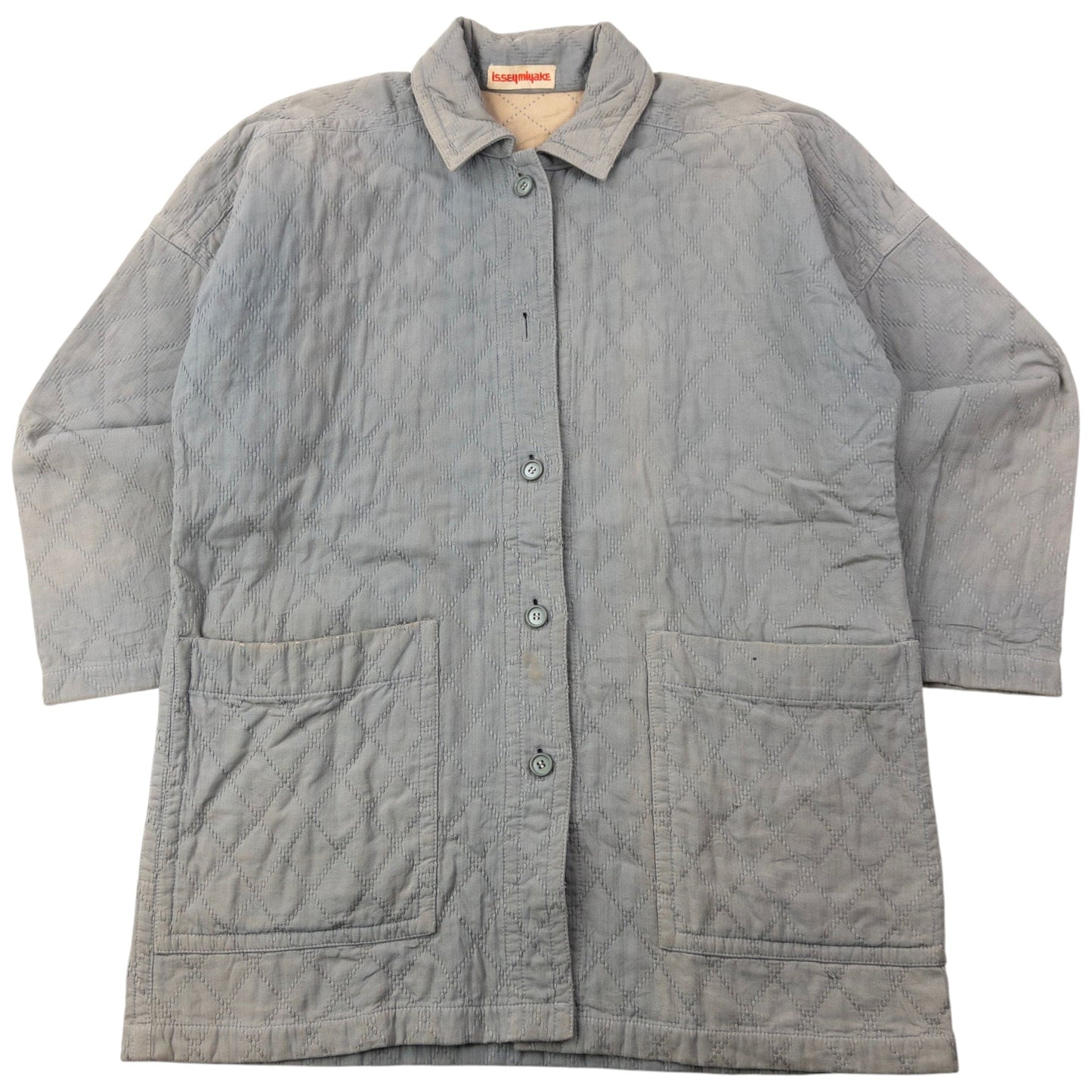 Vintage 80s Issey Miyake Button Up Quilted Jacket Size M | Medium, Grey