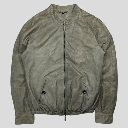 Giorgio Armani 2010 Perforated Leather Grid Bomber Jacket - IT48 (M)