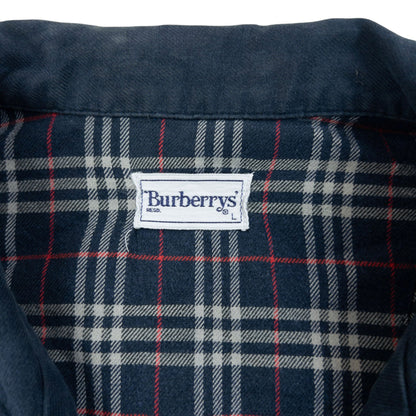 Vintage 90s Burberry Nova Check Long Sleeve Button Up Pyjama Shirt SizeM | Medium, Navy