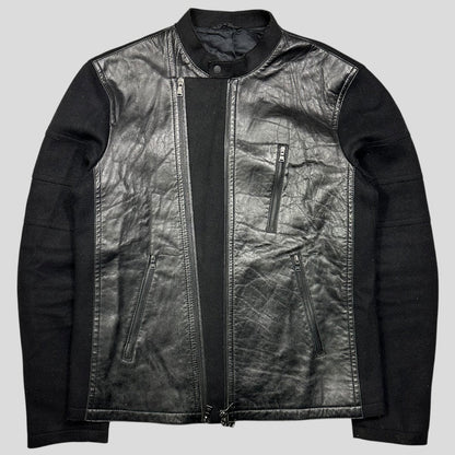 Neil Barrett 00’s Leather + Wool Modular Zip Panelled Biker Jacket - M