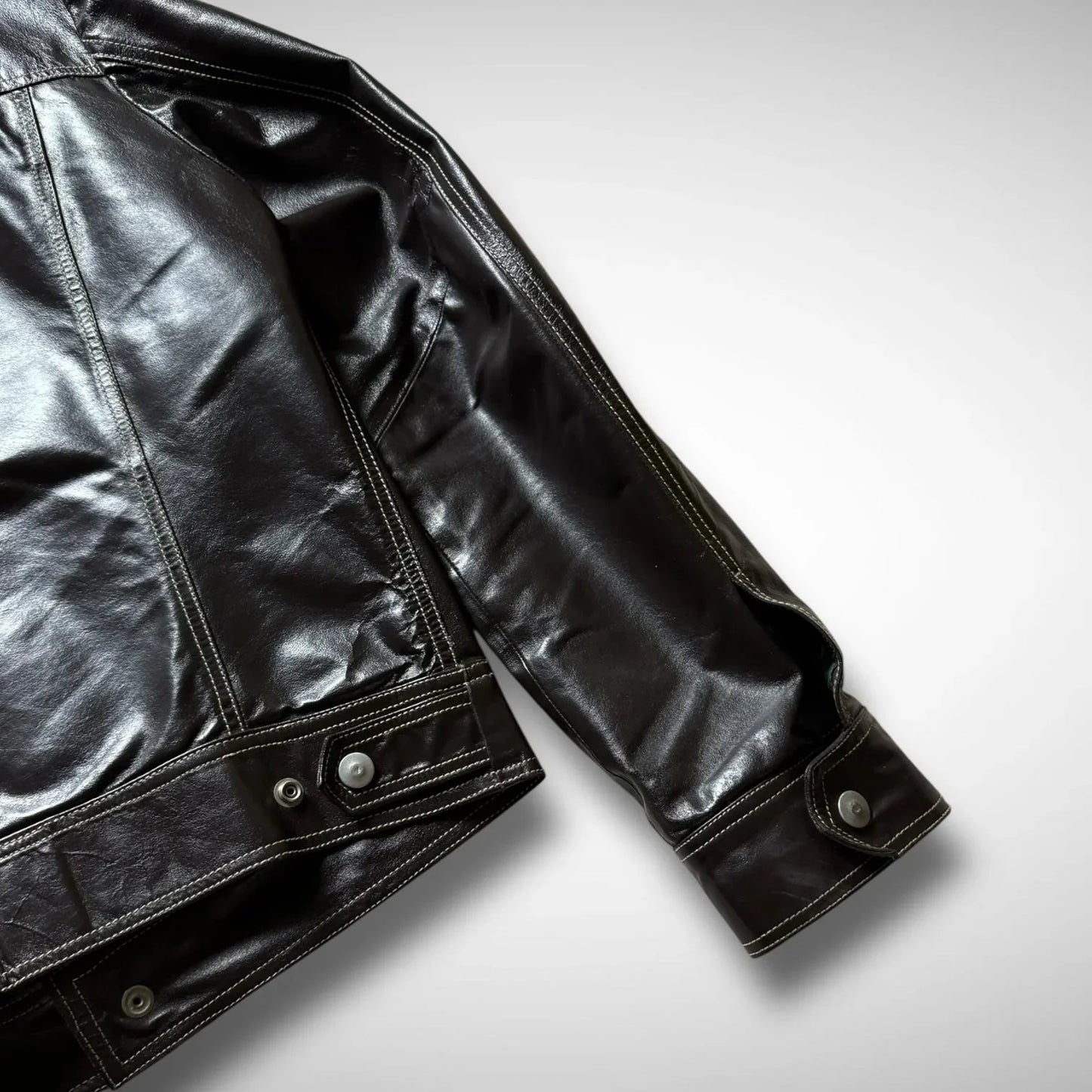 Armani Jeans Contrast Stitch Leather Jacket (2000s)