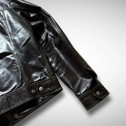 Armani Jeans Contrast Stitch Leather Jacket (2000s)