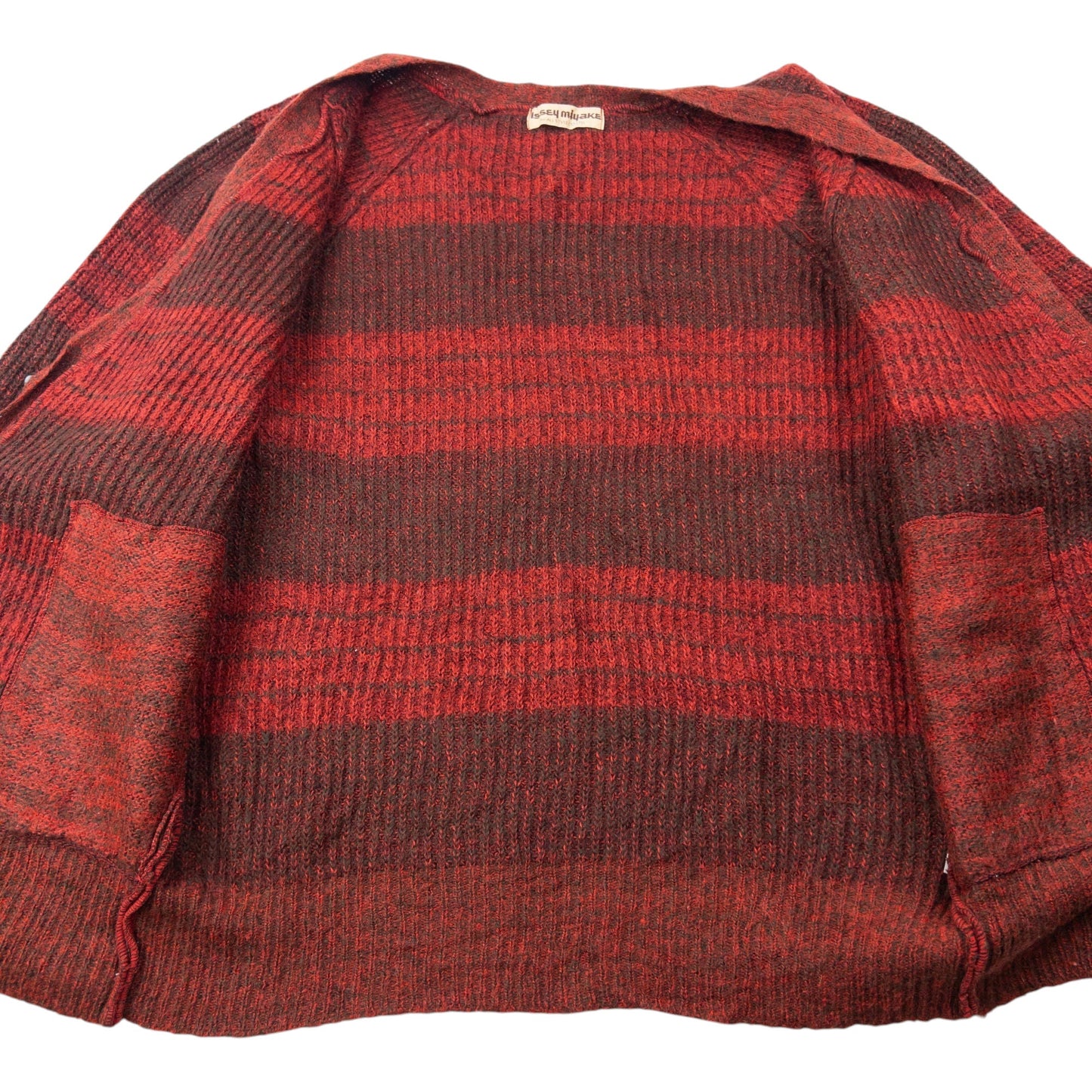 Vintage 80s Issey Miyake Striped Knit Cardigan Size M | Medium, Red