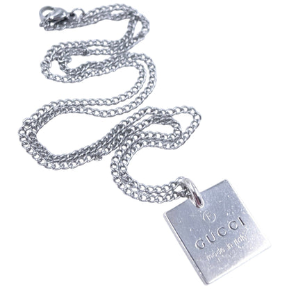 Vintage 90s Gucci Silver Square Pendant Necklace