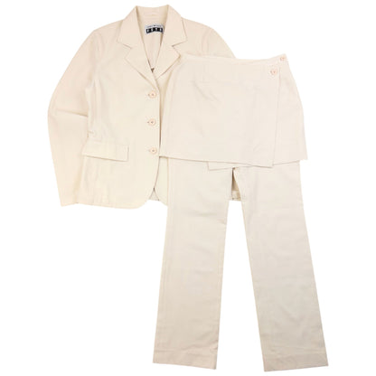 Vintage 90s Issey Miyake Fete Jacket & Skirt Trousers Suit Set Womens Size S | Small, Cream