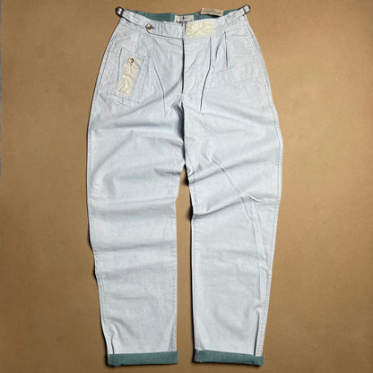S/S 1983 Ice Blue Plated Tela Stella Poachers Pants