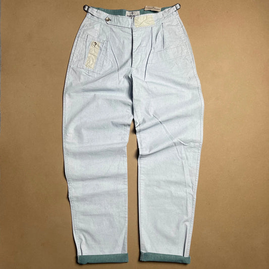 S/S 1983 Ice Blue Plated Tela Stella Poachers Pants