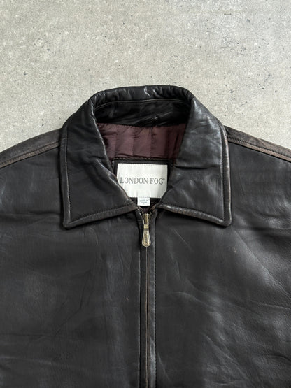 London Fog 1990s Distressed Leather Jacket - L