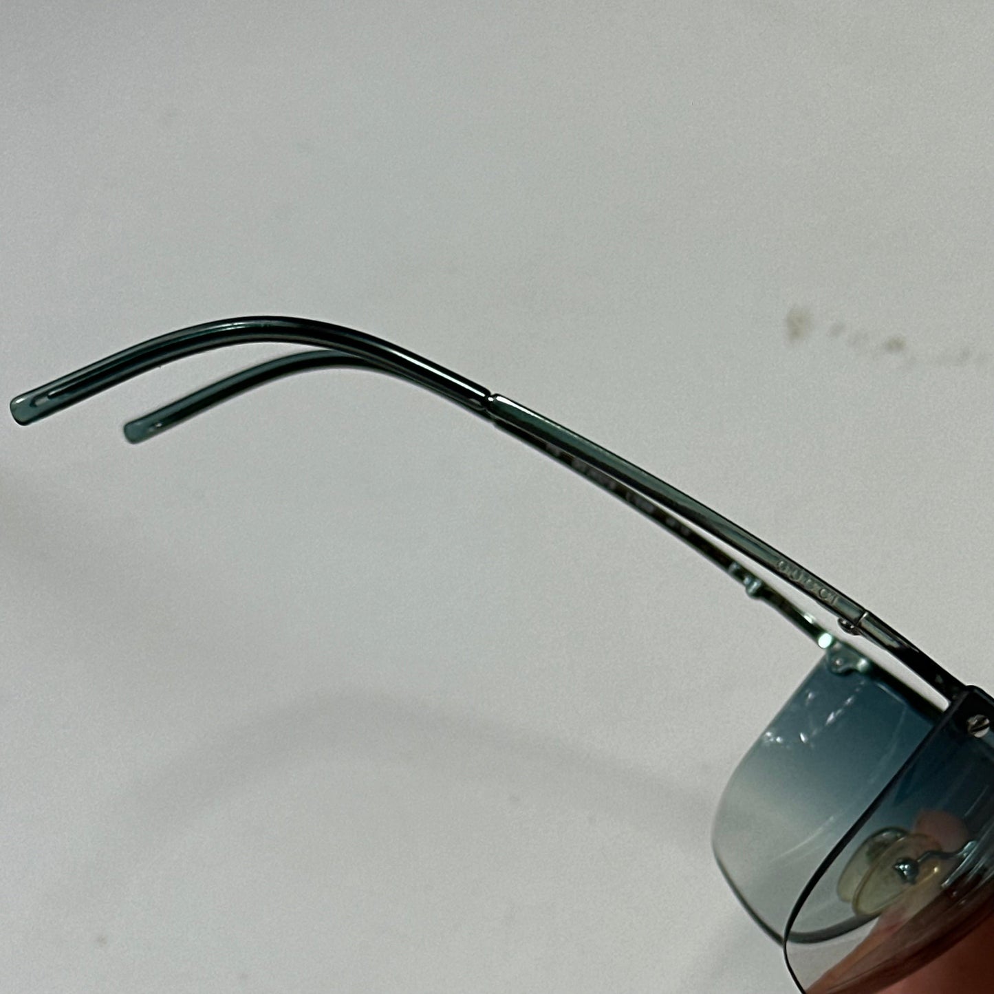 Gucci 00’s Gradient Half Frame Shield Sunglasses | O/S, Blue