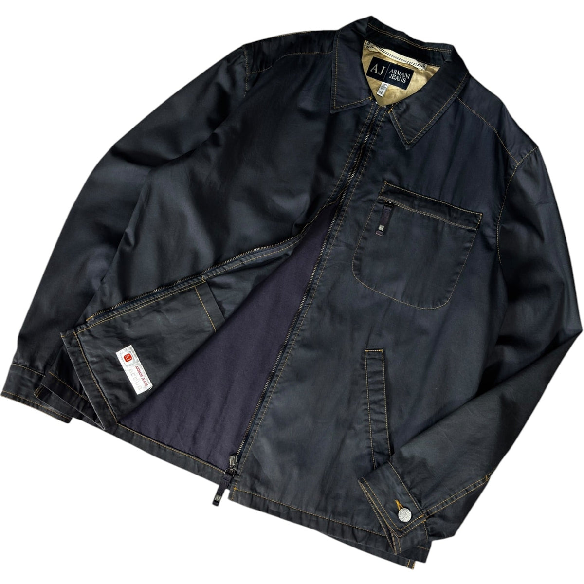Armani Jeans 00’s Contrast Stitch Cropped Jacket L | Large, Black
