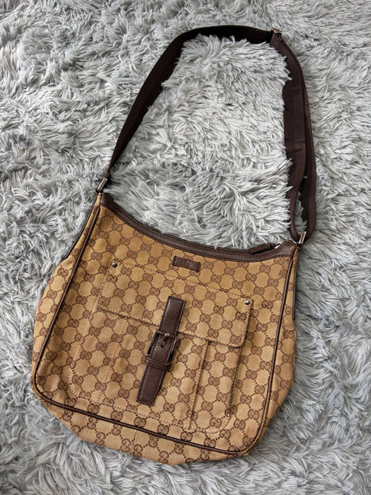 Gucci GG Monogram Brown Canvas Satchel Crossbody Bag | O/S, Multicoloured