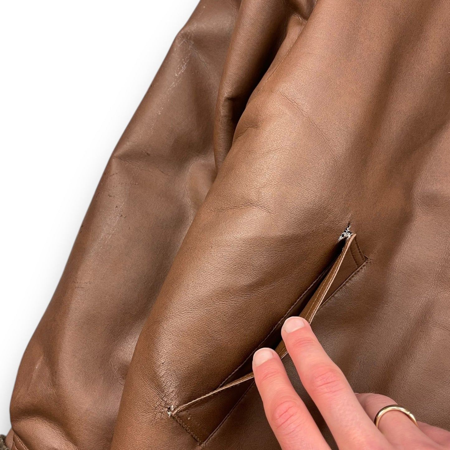 2000's Schott Faux Leather Aviator Jacket (L) | Default Title, Brown