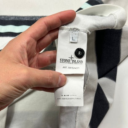 Stone Island SS13 Mint Logo Striped Polo Shirt - L (M)
