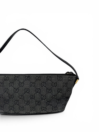 2000s Gucci Monogram Black/Grey Pochette Boat Bag | O/S, Multicoloured