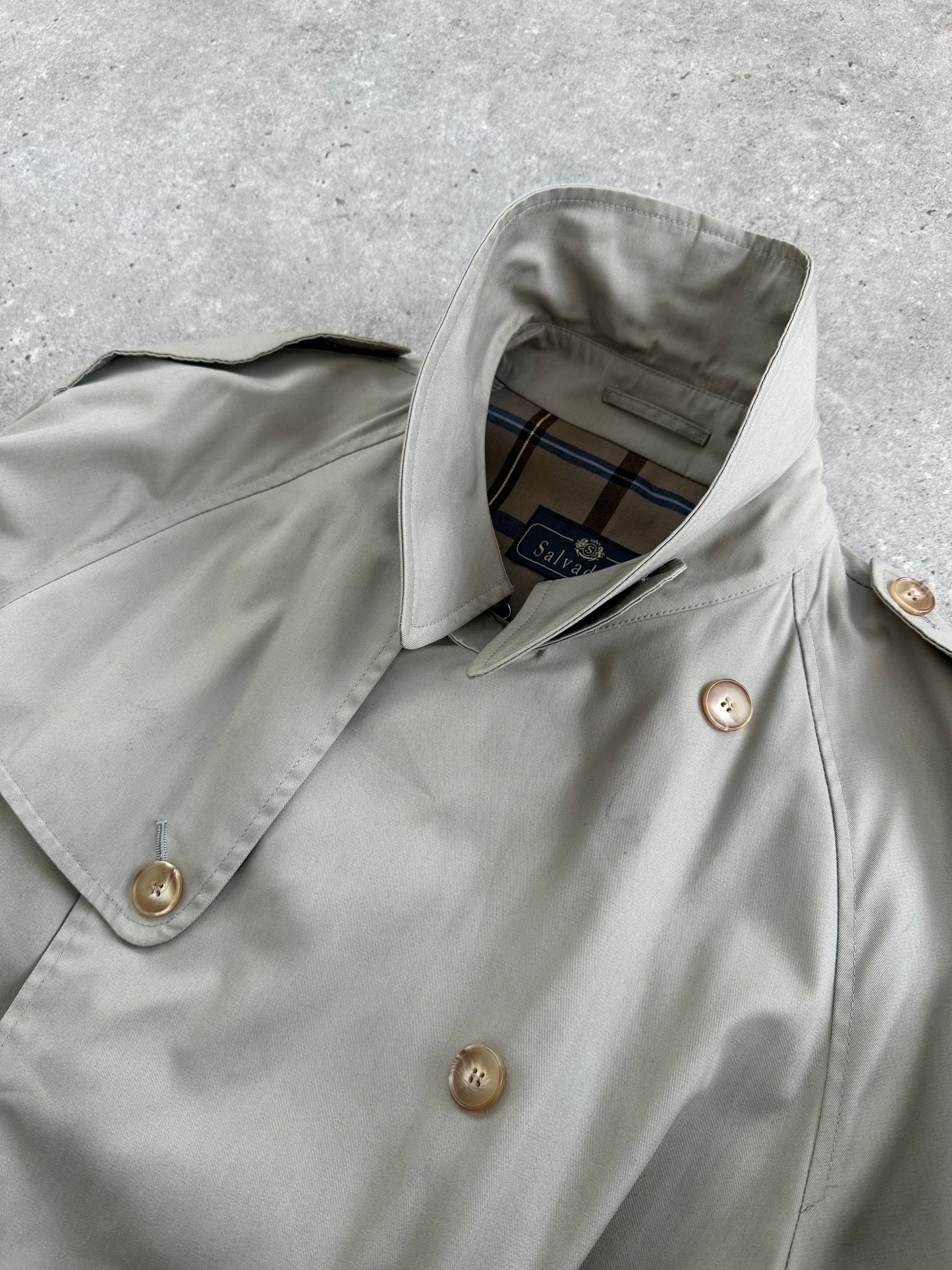 Italian Vintage Double Breasted Belted Trench Coat - XL