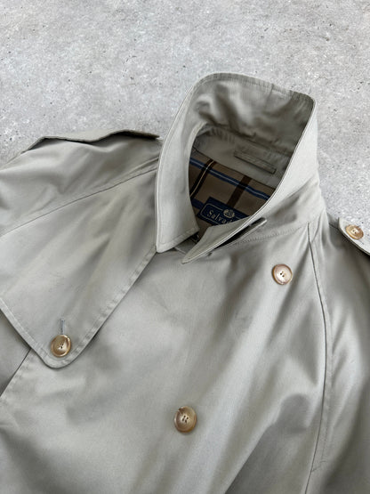 Italian Vintage Double Breasted Belted Trench Coat - XL