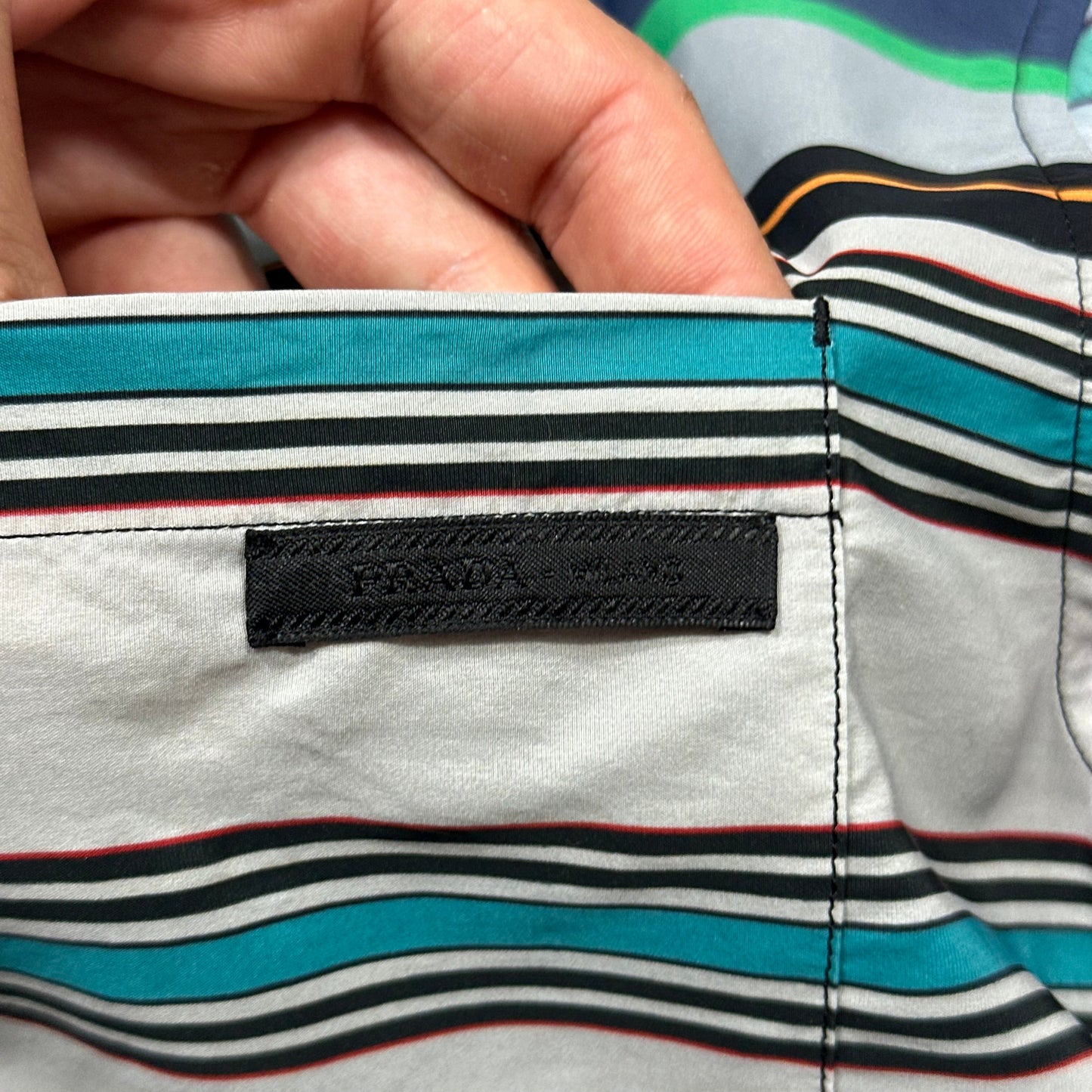 Prada 2018 Striped Rayon Cuban Shirt  - M