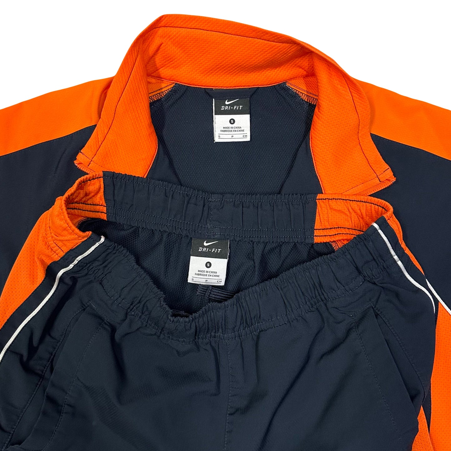 Nike 2000s Nylon Tracksuit In Navy & Orange ( S )