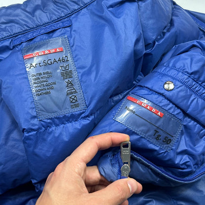 Prada 2013 Lightweight Packable Nylon Down Puffer + Bag - IT50 (M) | Blue