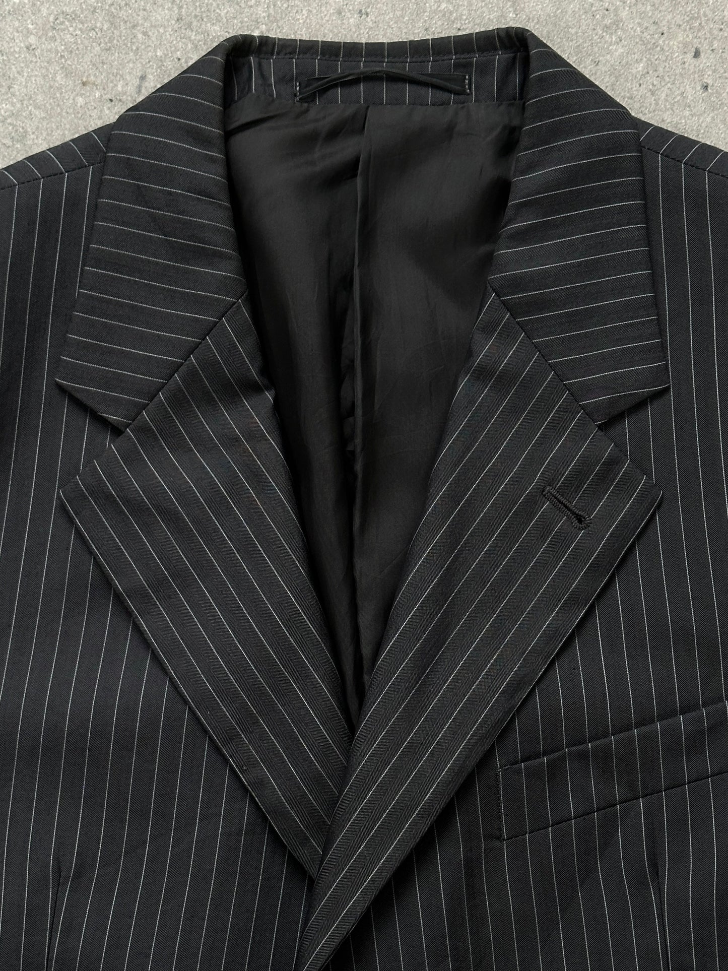 Armani Collezioni 1990s Wool Silk Pinstripe Single Breasted Blazer - 42R/XL