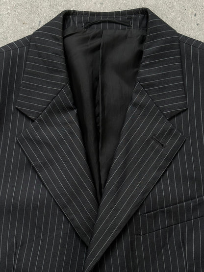 Armani Collezioni 1990s Wool Silk Pinstripe Single Breasted Blazer - 42R/XL