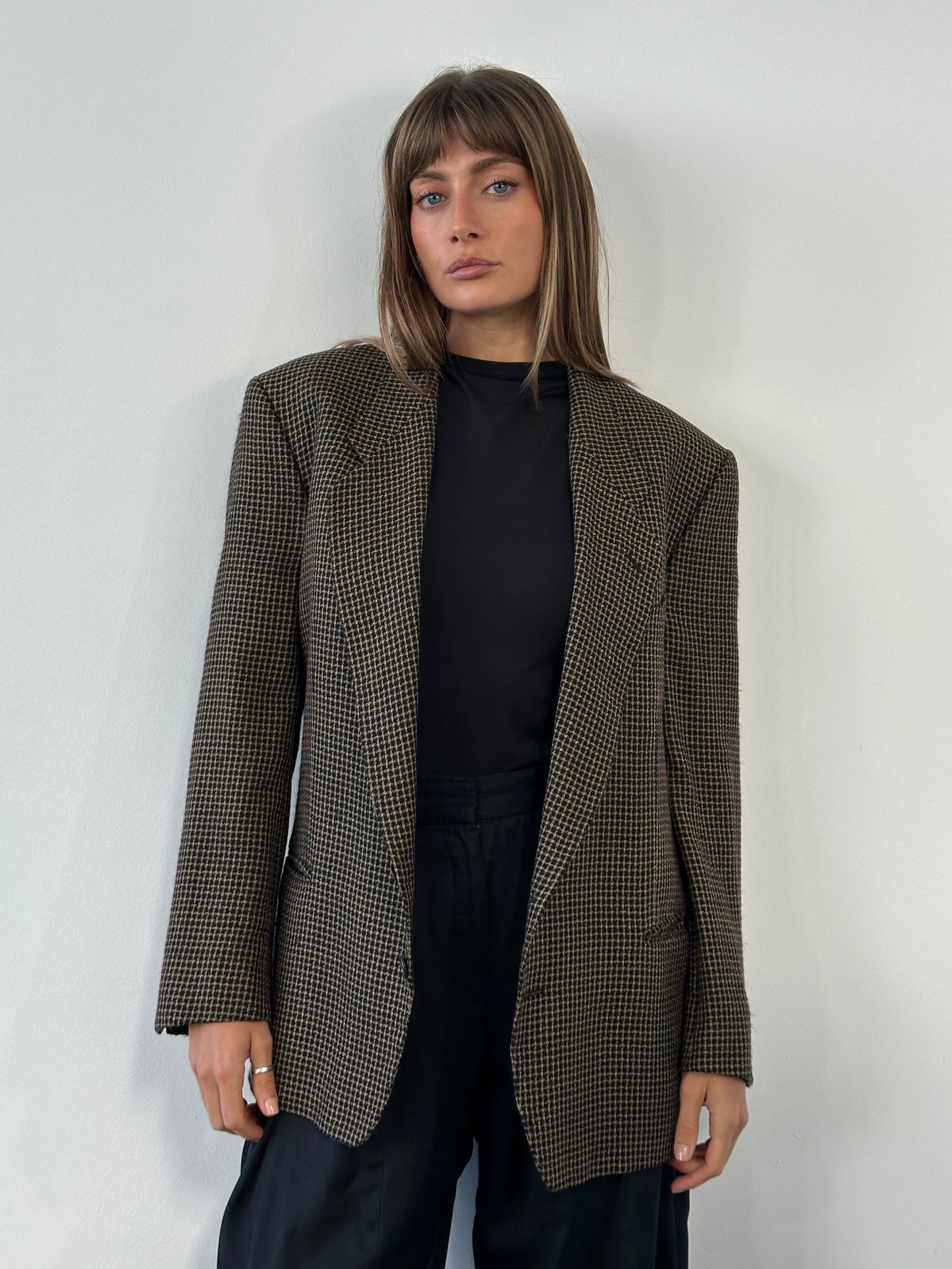 Giorgio Armani 1990s Wool Silk Check Blazer - 42R/L