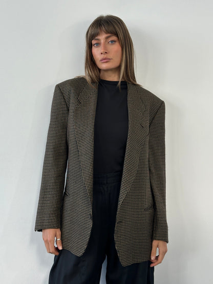 Giorgio Armani 1990s Wool Silk Check Blazer - 42R/L