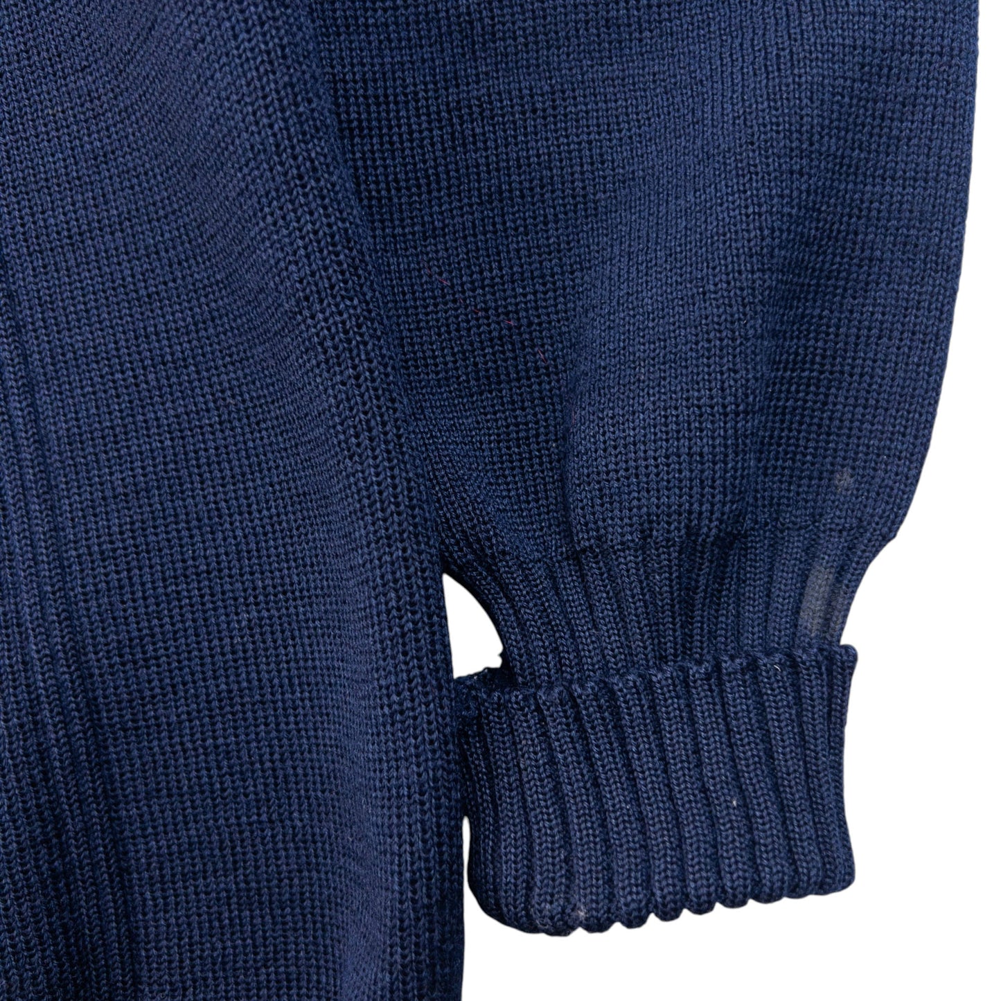 Vintage 90s Burberry Suede Patch Wool Jumper Size L | Large, Navy