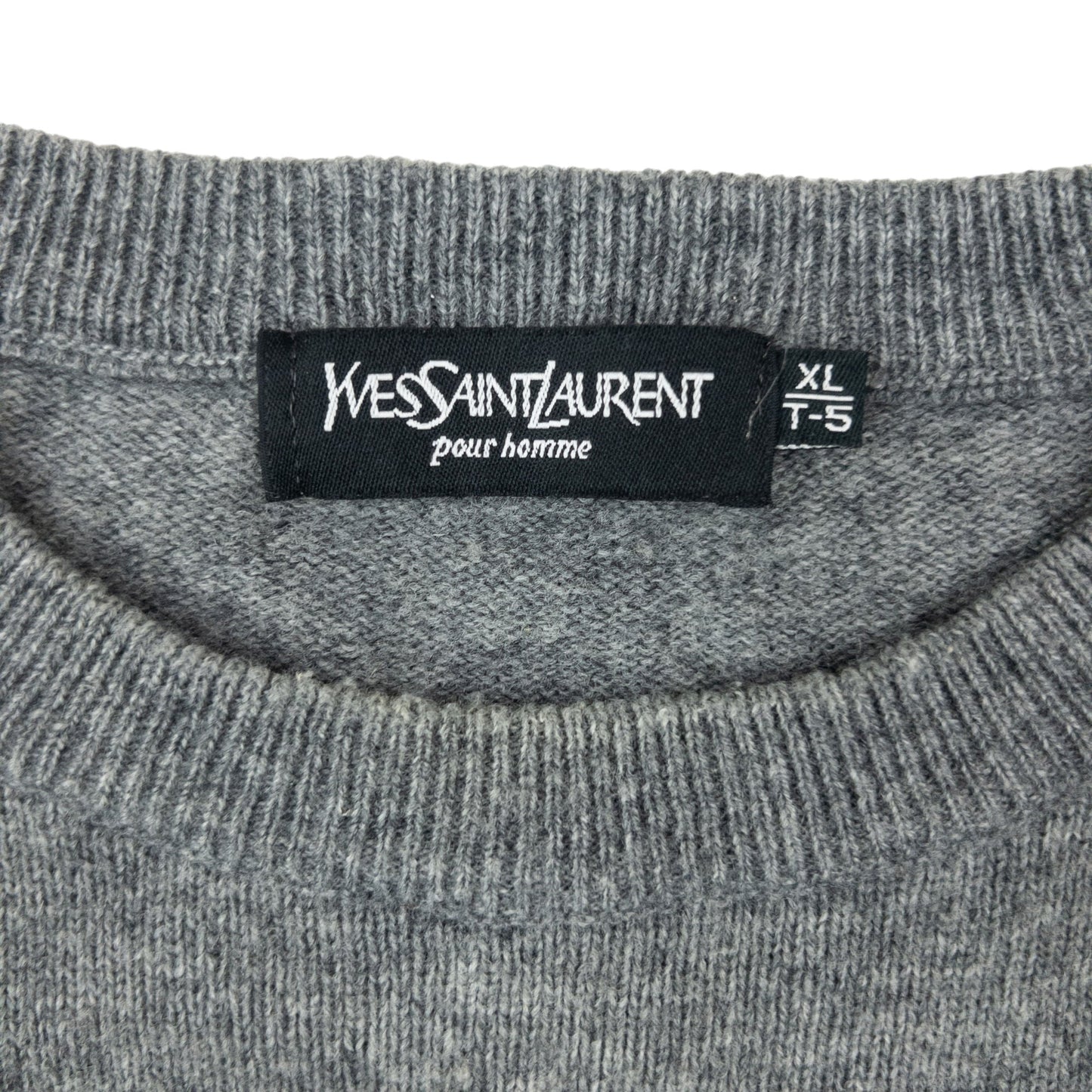 Vintage 90s YSL Yves Saint Laurent Wool Jumper Size L | Large, Grey