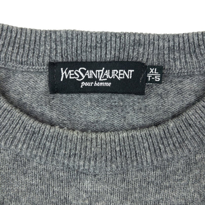 Vintage 90s YSL Yves Saint Laurent Wool Jumper Size L | Large, Grey