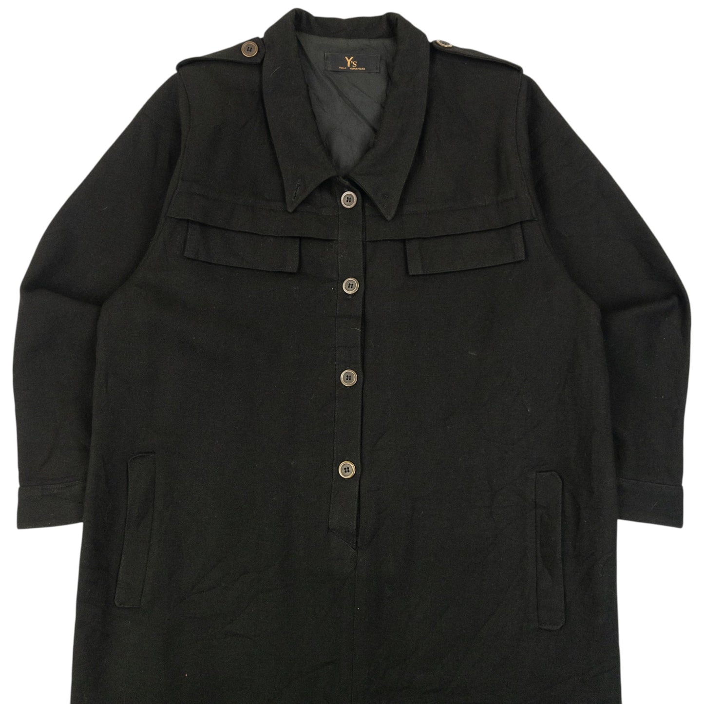 Vintage 2000s Yohji Yamamoto Half Button Longline Jacket Womens Size XL | XL, Black