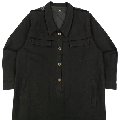 Vintage 2000s Yohji Yamamoto Half Button Longline Jacket Womens Size XL | XL, Black