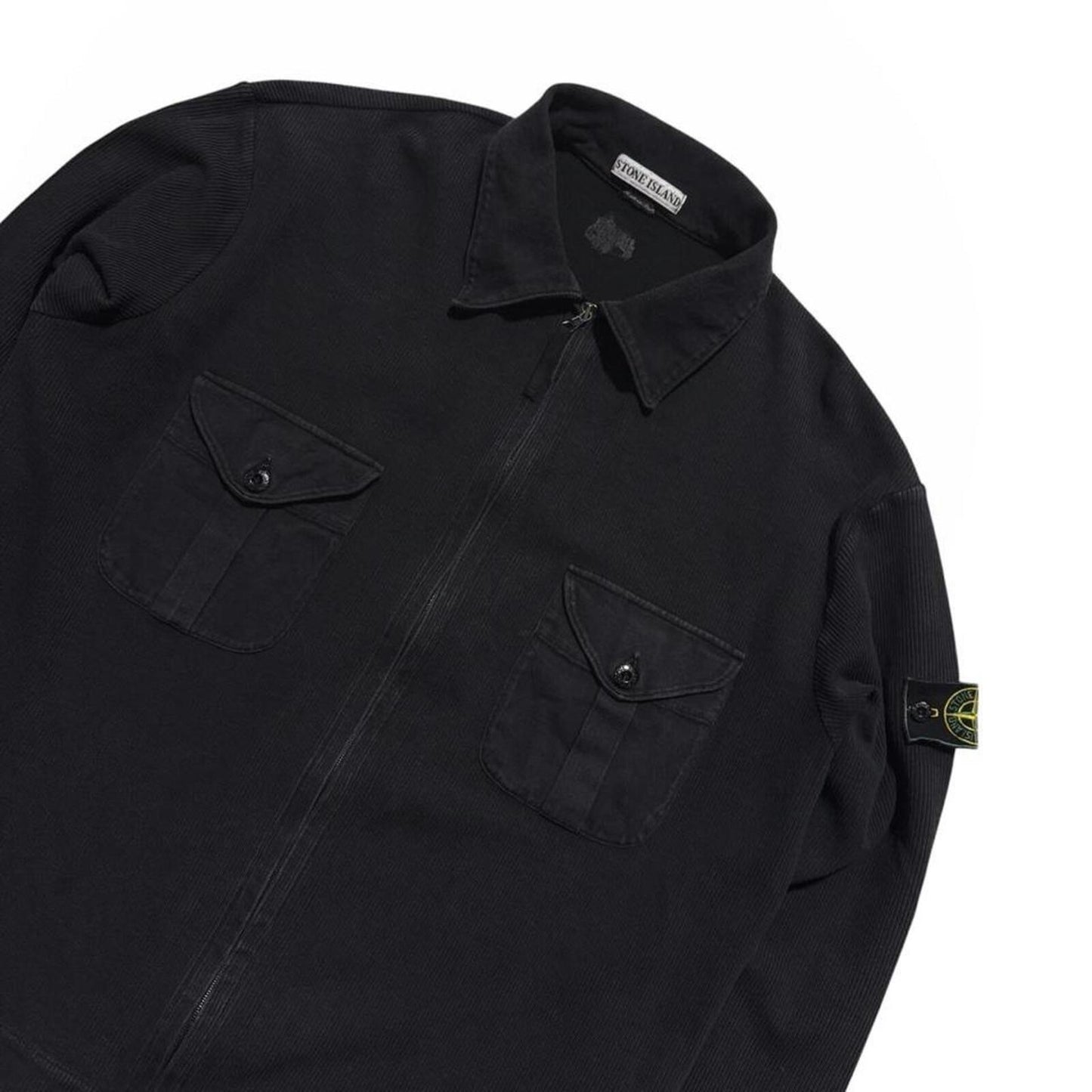 Stone Island S/S 2000 Ribbed Zip Up | XXL, Black
