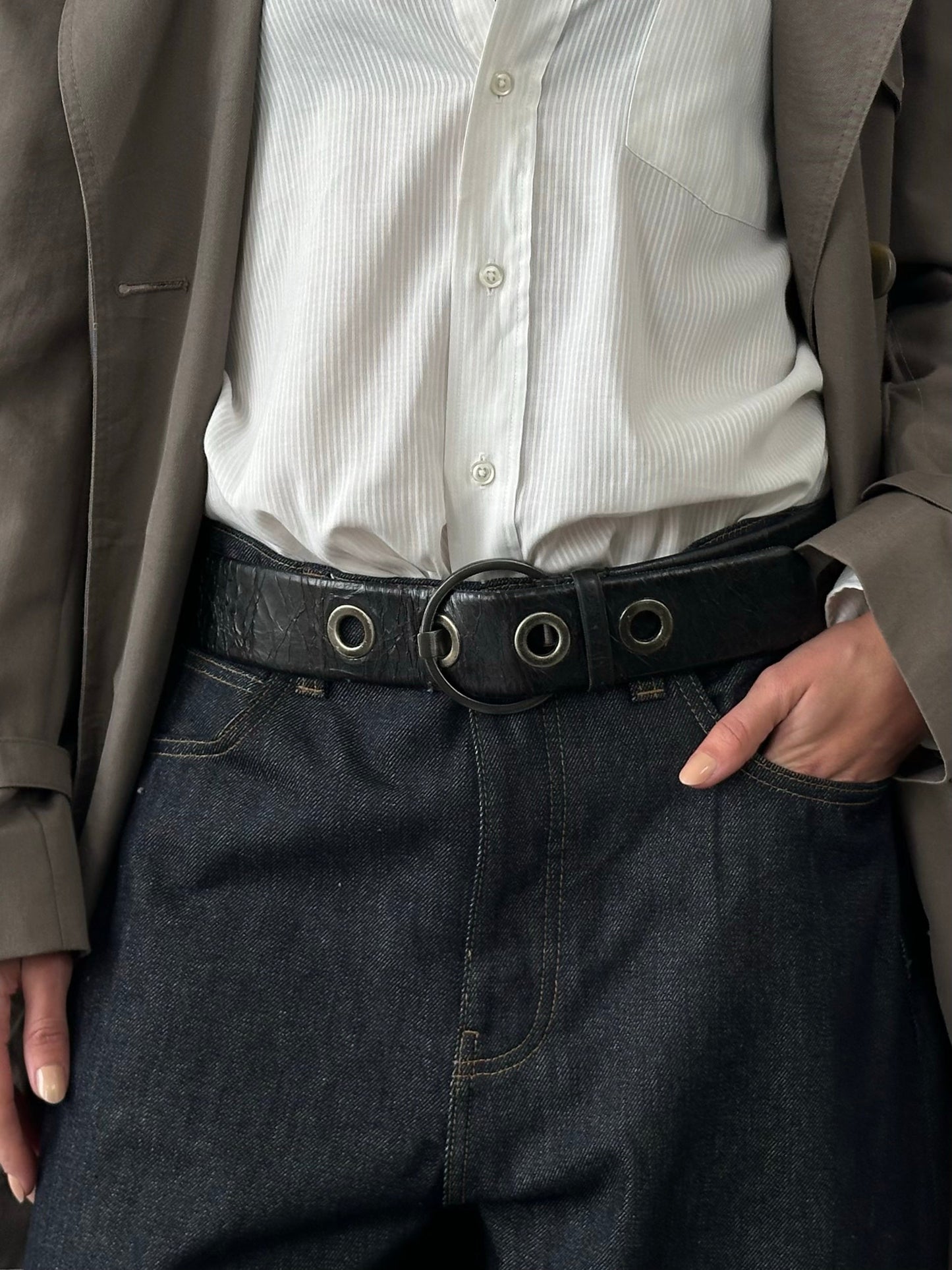 Vintage 1990s Leather Aged Belt - W32-37