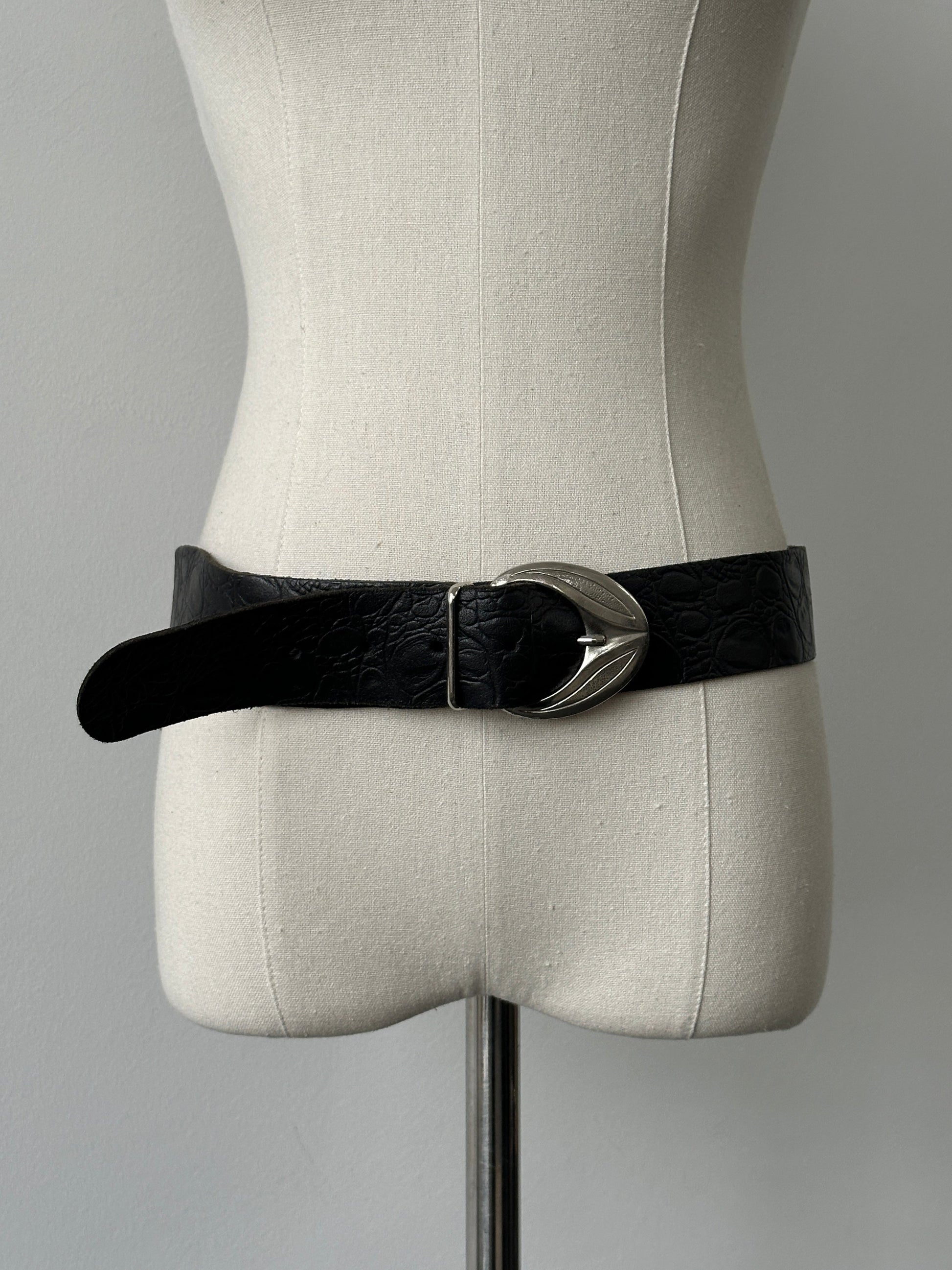 Vintage 1990s Leather Chunky Belt - W30-34