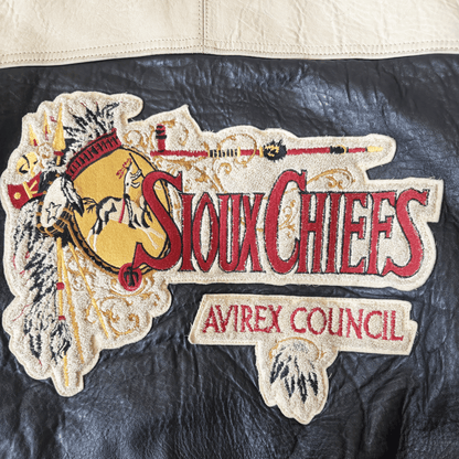 Avirex 'Sioux Chiefs' Leather Varsity Jacket - M | Medium, Black