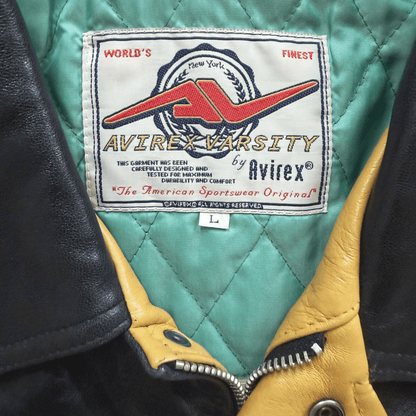 Avirex 'Sonic Squad' Leather Varsity Jacket - L | Large, Black