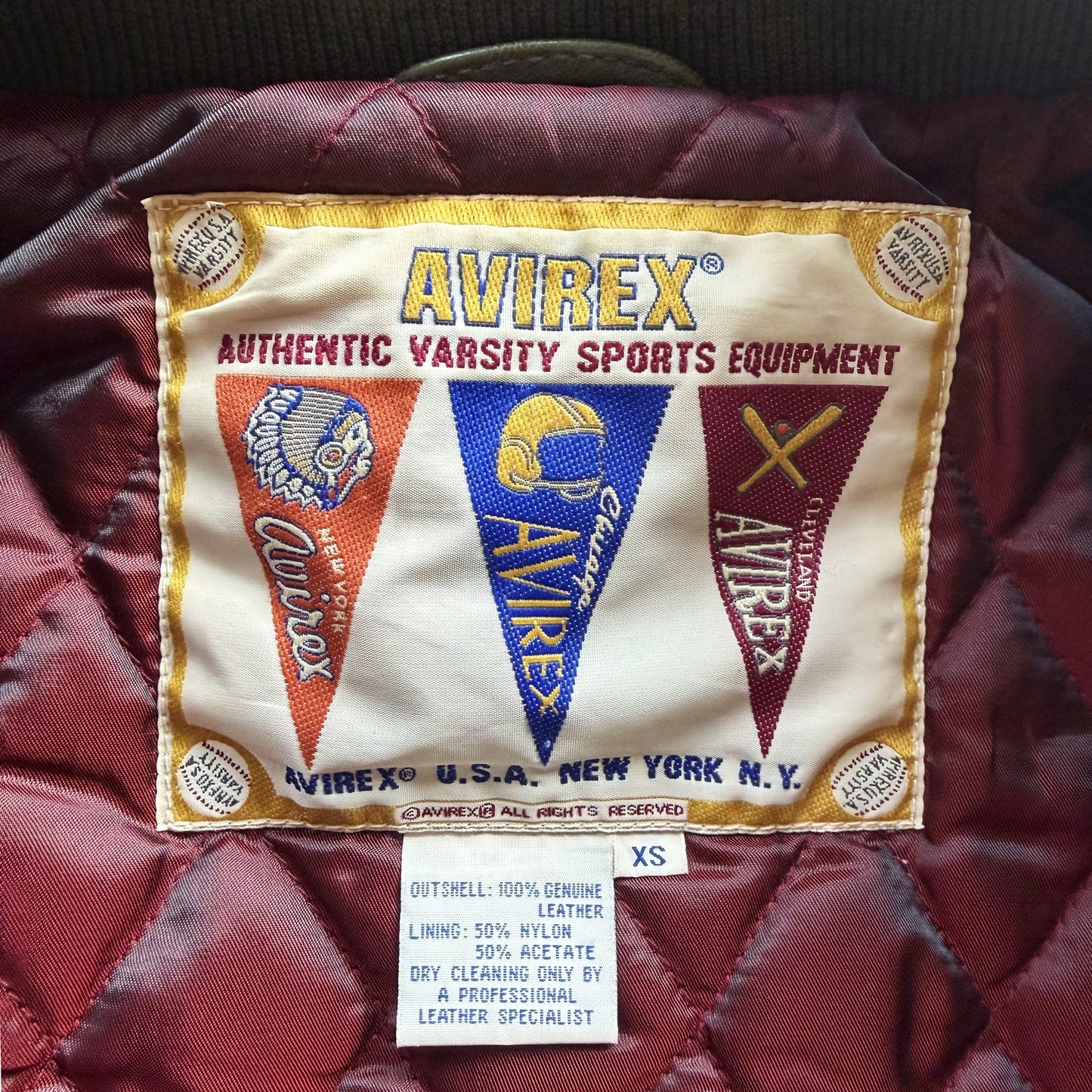 Avirex 'North West Wild Bears' Leather Varsity Jacket - XS