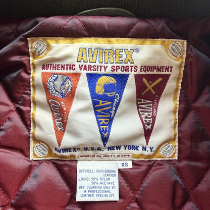 Avirex 'North West Wild Bears' Leather Varsity Jacket - XS