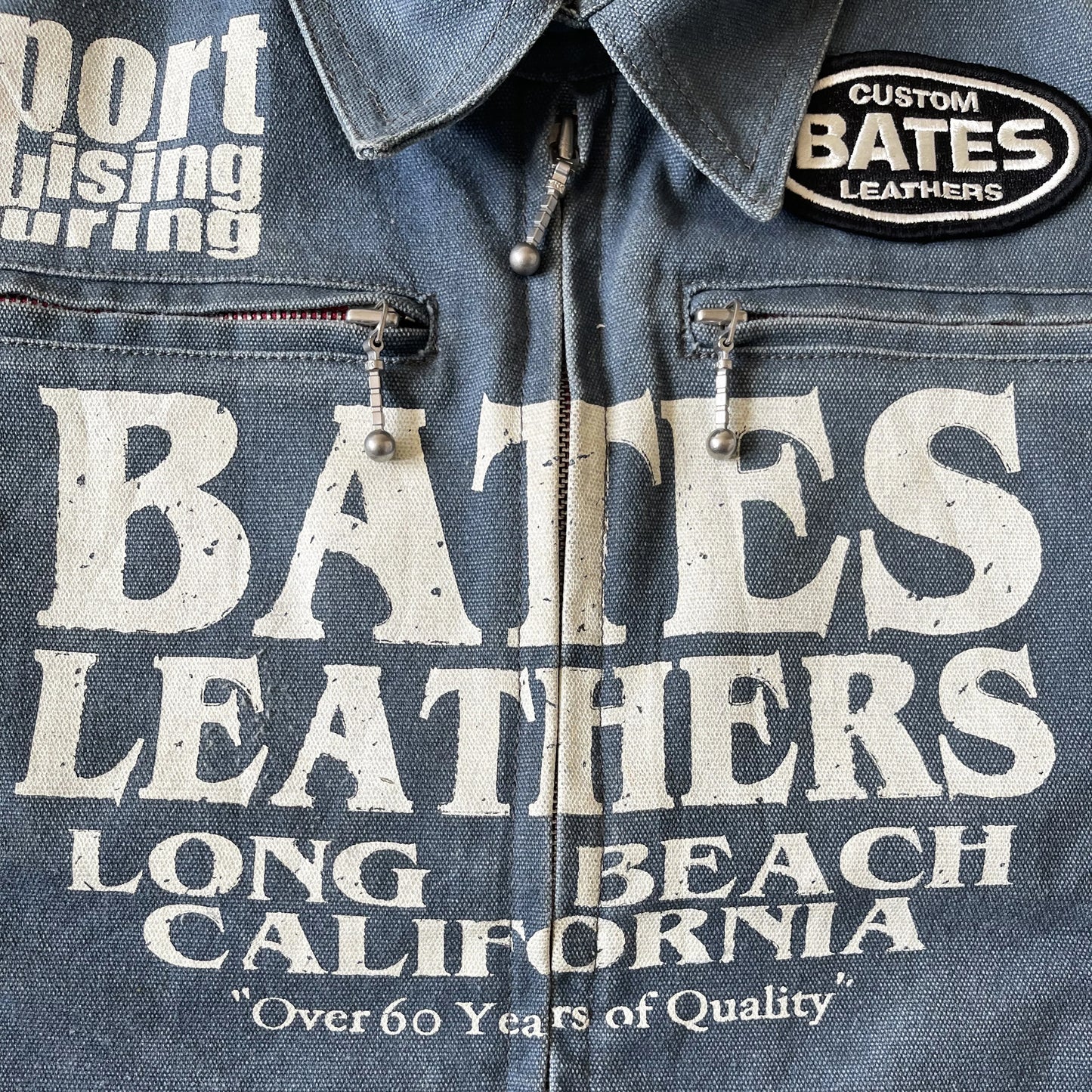 Bates Leathers Denim Zip Up Biker Vest - M