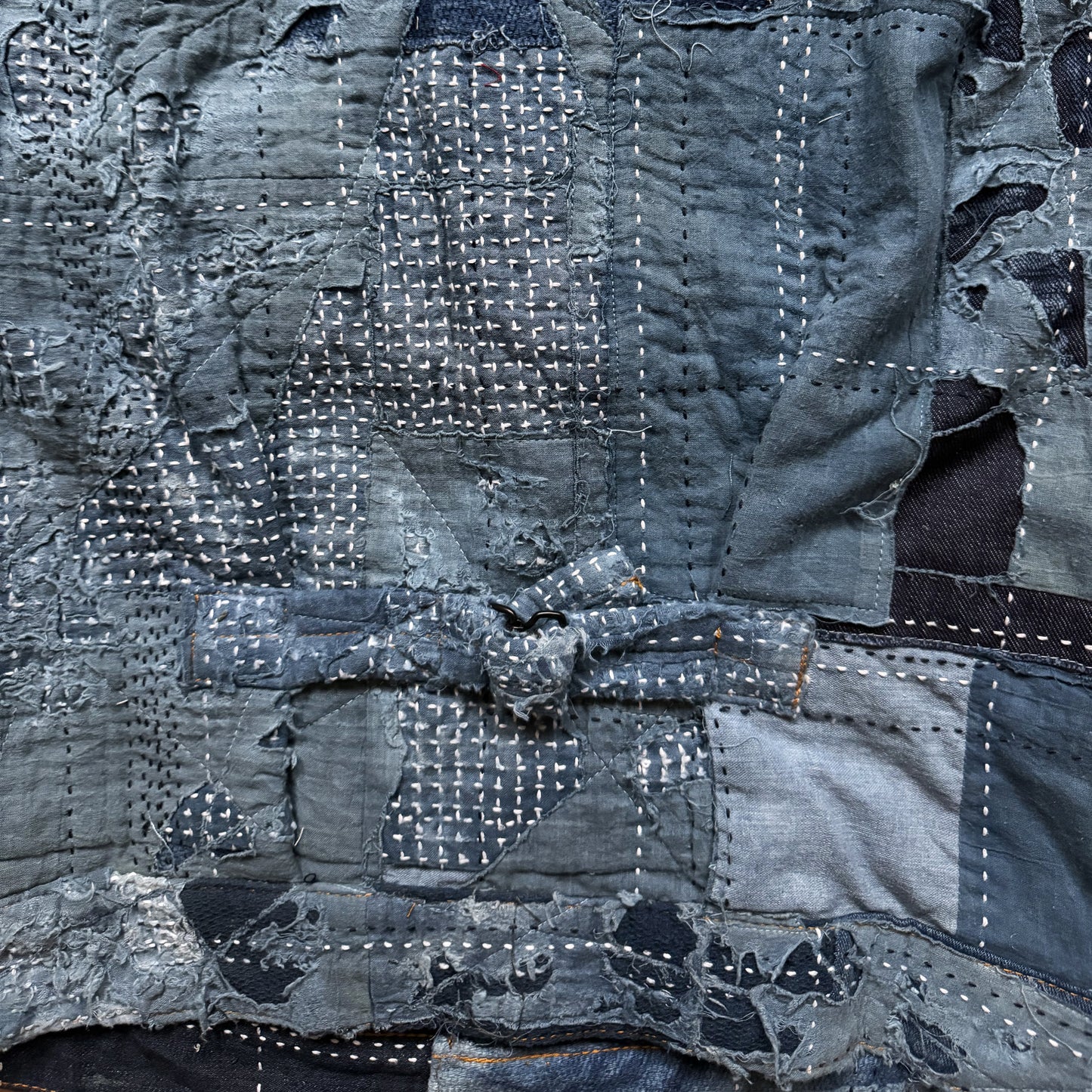 Indigo Boro Sashiko Distressed Denim Trucker Jacket - M